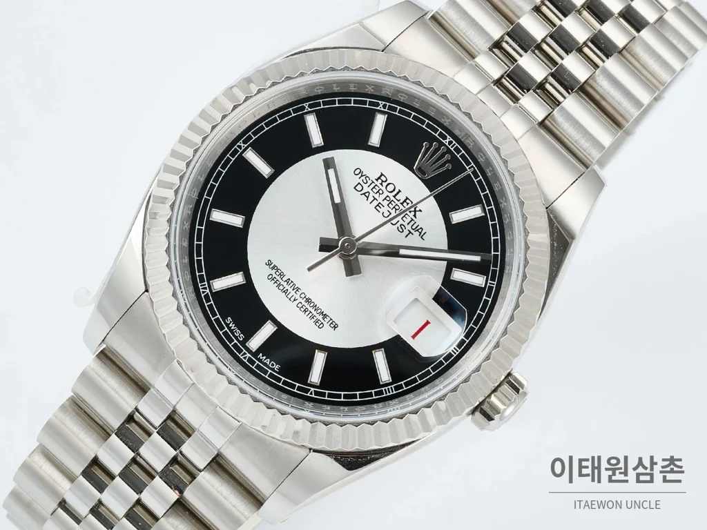 롤렉스 데이트저스트 36 904L 스틸 오토매틱 36mm 블랙 다이얼