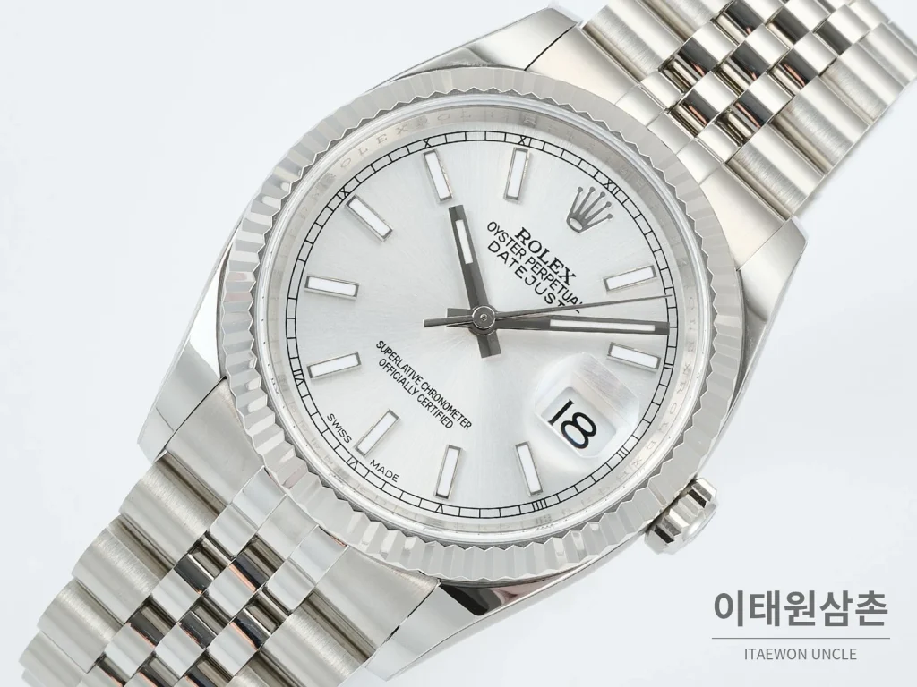 롤렉스 데이트저스트 36 904L 스틸 오토매틱 36mm 실버 다이얼