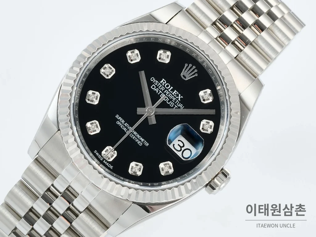 롤렉스 데이트저스트 36 904L 스틸 오토매틱 36mm 블랙 다이얼 (2)