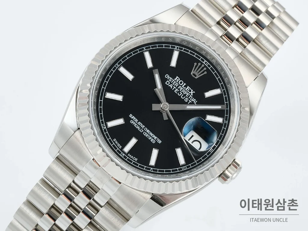 롤렉스 데이트저스트 36 904L 스틸 오토매틱 36mm 블랙 다이얼 (3)