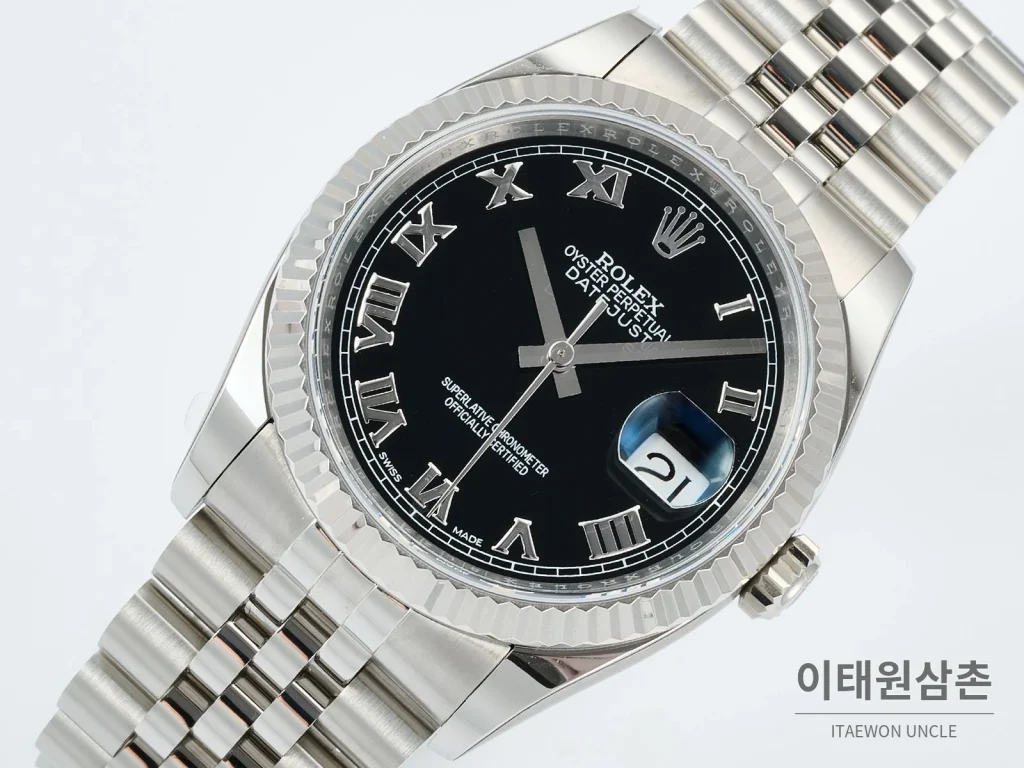 롤렉스 데이트저스트 36 904L 스틸 오토매틱 36mm 블랙 다이얼 (4)
