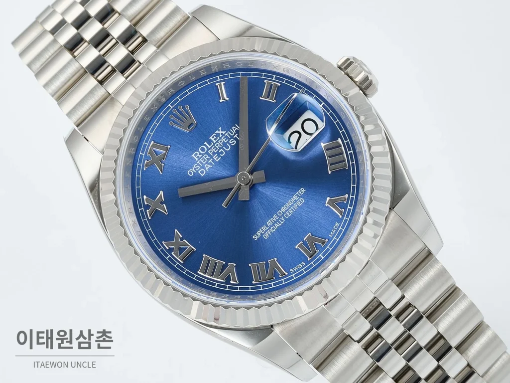 롤렉스 데이트저스트 36 904L 스틸 오토매틱 36mm 블루 다이얼