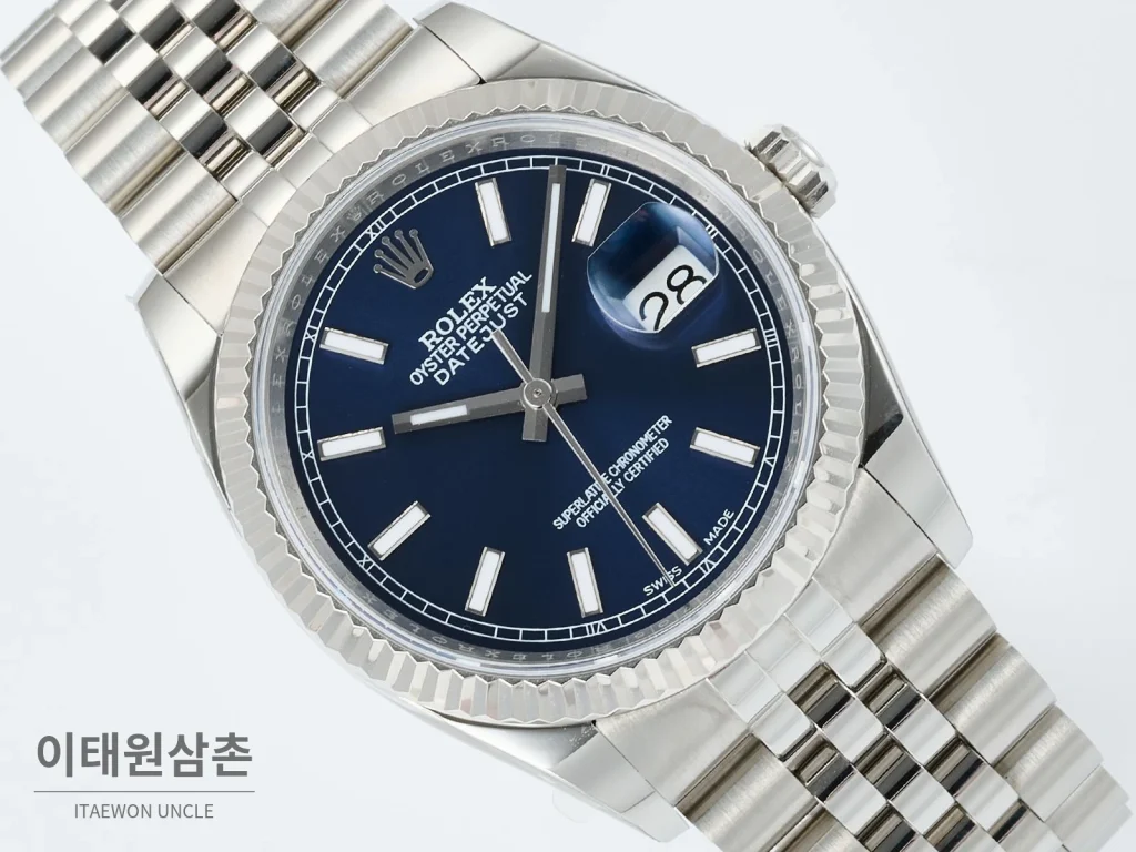 롤렉스 데이트저스트 36 904L 스틸 오토매틱 36mm 네이비 다이얼