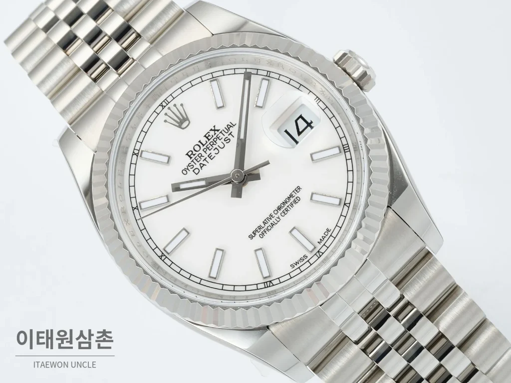 롤렉스 데이트저스트 36 904L 스틸 오토매틱 36mm 화이트 다이얼