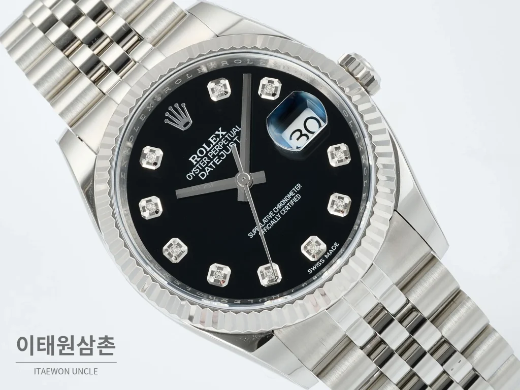 롤렉스 데이트저스트 36 904L 스틸 오토매틱 36mm 블랙 다이얼 (2)