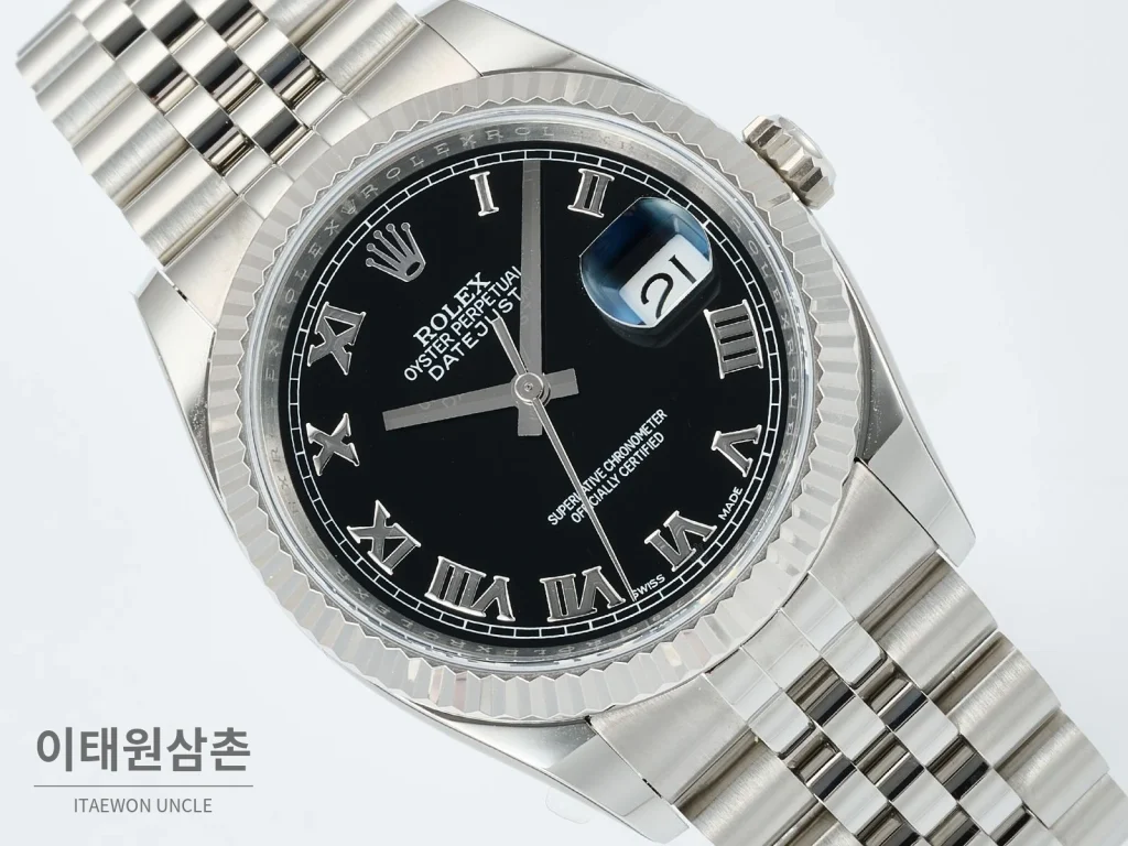 롤렉스 데이트저스트 36 904L 스틸 오토매틱 36mm 블랙 다이얼 (4)