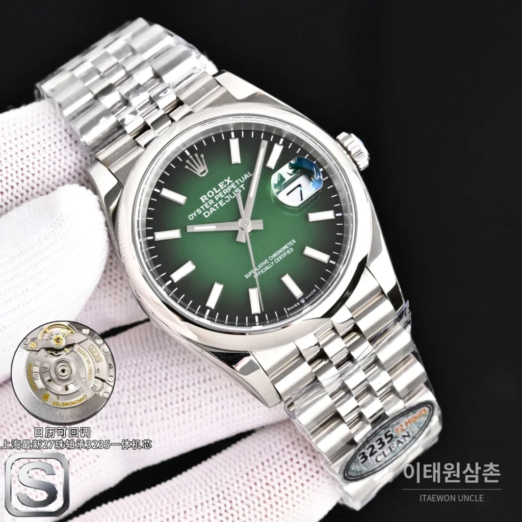 롤렉스 데이트저스트 36 904L 스틸 민트그린 다이얼 오토매틱 36mm (2)