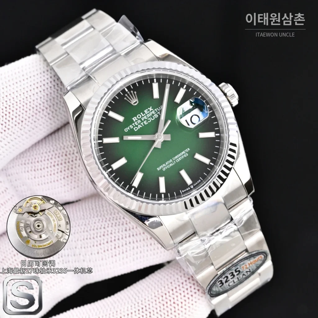 롤렉스 데이트저스트 36 904L 스틸 민트그린 다이얼 오토매틱 36mm (2)