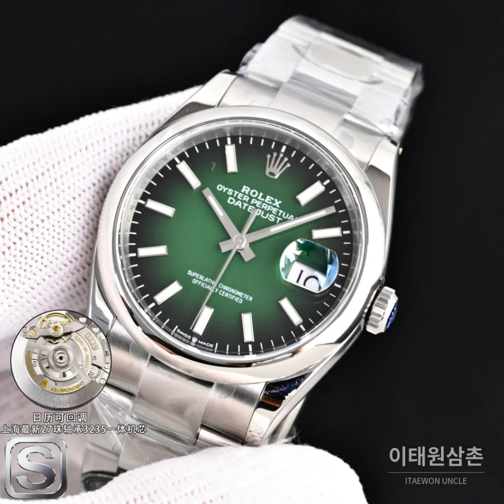 롤렉스 데이트저스트 36 904L 스틸 민트그린 다이얼 오토매틱 36mm