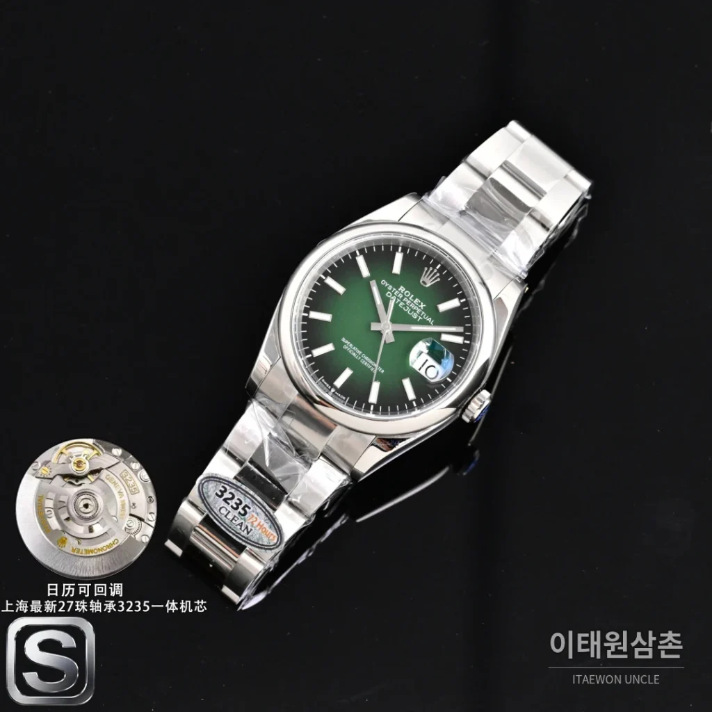롤렉스 데이트저스트 36 904L 스틸 민트그린 다이얼 오토매틱 36mm (2)