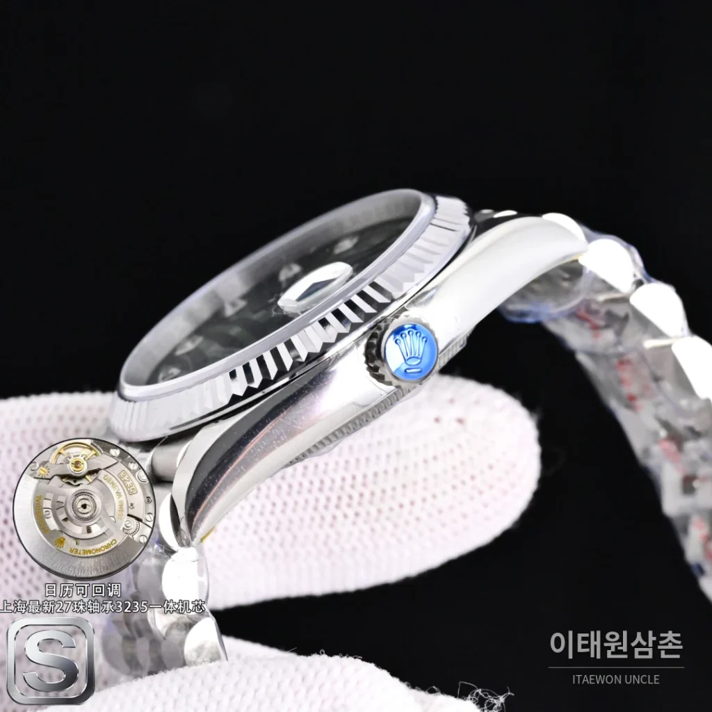 롤렉스 데이트저스트 36 904L 스틸 민트그린 플루티드베젤 오토매틱 36mm 그린 다이얼