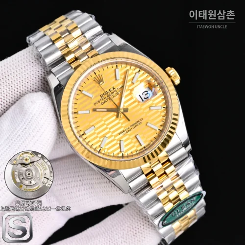 롤렉스 데이트저스트 36 904L 스틸 골드다이얼 주빌리 오토매틱 36mm (2)