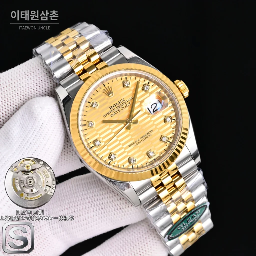 롤렉스 데이트저스트 36 904L 스틸 골드다이얼 주빌리 오토매틱 36mm