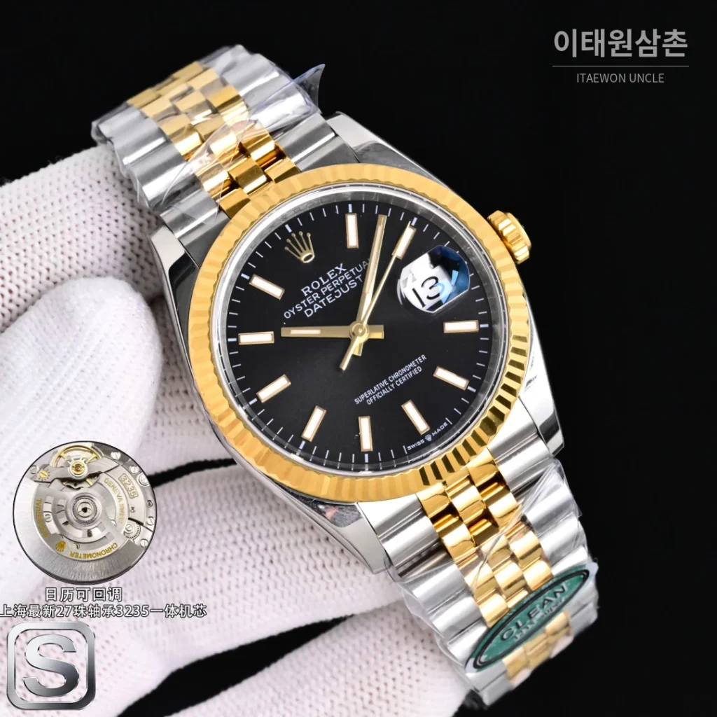 롤렉스 데이트저스트 36 904L 스틸 골드다이얼 주빌리 오토매틱 36mm