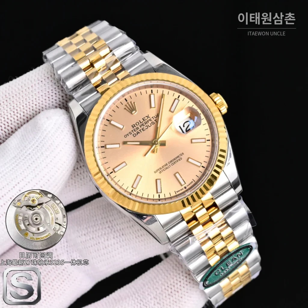 롤렉스 데이트저스트 36 904L 스틸 골드다이얼 주빌리 오토매틱 36mm