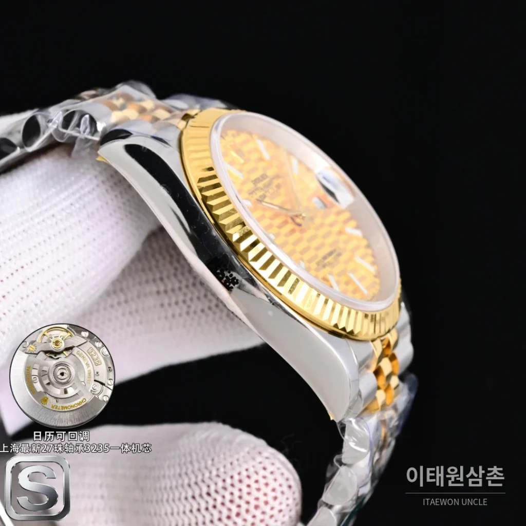 롤렉스 데이트저스트 36 904L 스틸 골드다이얼 주빌리 오토매틱 36mm (2)