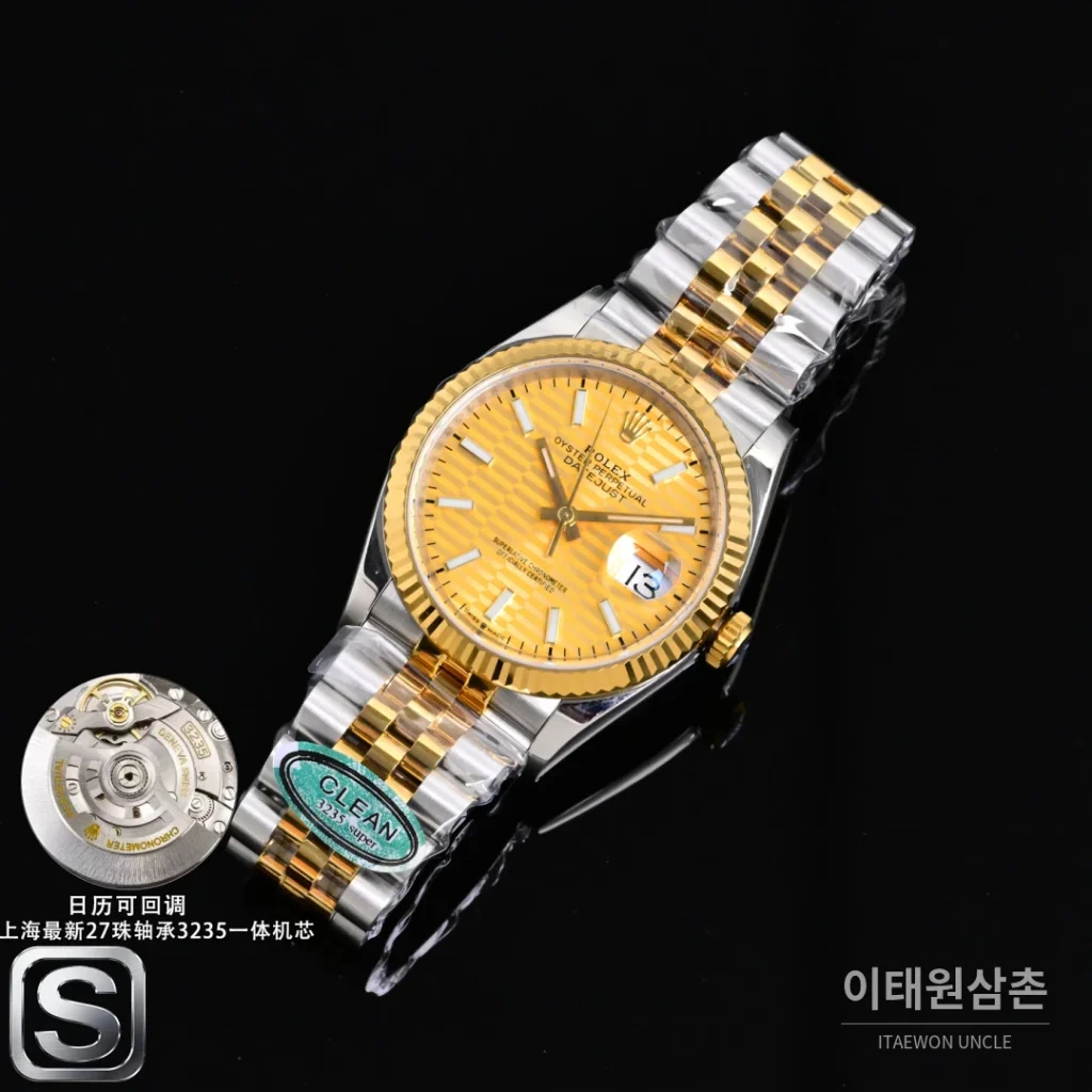 롤렉스 데이트저스트 36 904L 스틸 골드다이얼 주빌리 오토매틱 36mm