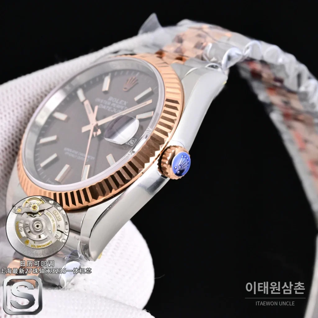 롤렉스 데이트저스트 36 904L 스틸 브라운골드 선레이다이얼 오토매틱 36mm