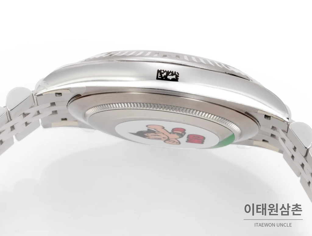 롤렉스 데이트저스트 41 블랙다이얼 바인덱스 실버컬러 플루티드베젤 쥬빌리 자동 시계 41mm