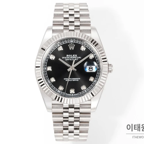 롤렉스 데이트저스트 41 블랙 다이얼 다이아 스타일 쥬빌리 브레이슬릿 시계 41mm 롤렉스 데이트저스트 41 블랙 다이얼 다이아 스타일 쥬빌리 브레이슬릿 시계 41mm