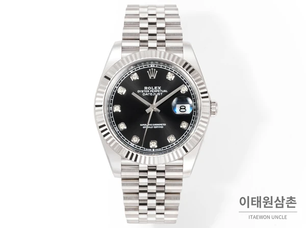롤렉스 데이트저스트 41 블랙 다이얼 다이아 스타일 쥬빌리 브레이슬릿 시계 41mm