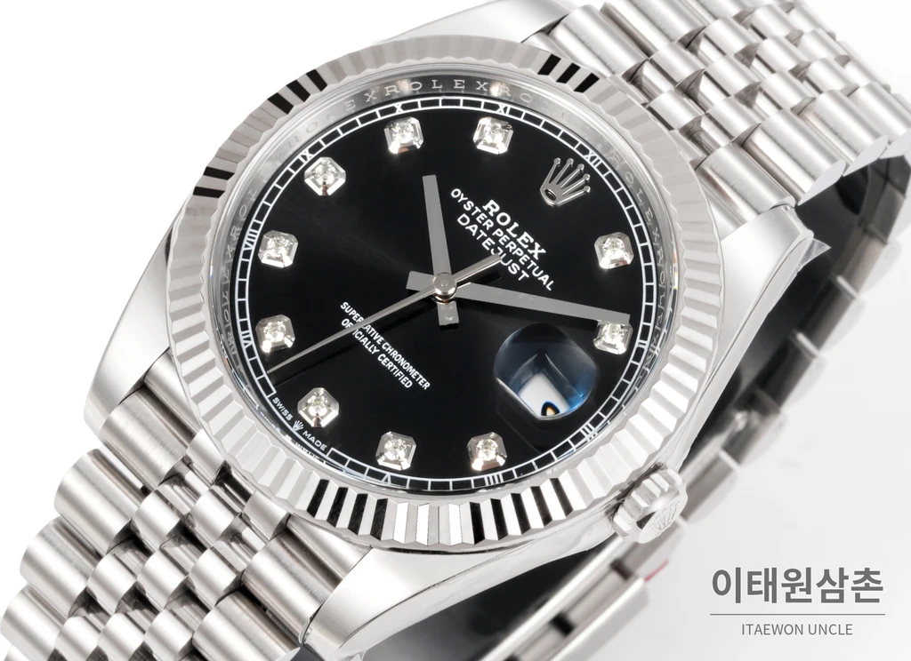 롤렉스 데이트저스트 41 블랙 다이얼 다이아 스타일 쥬빌리 브레이슬릿 시계 41mm