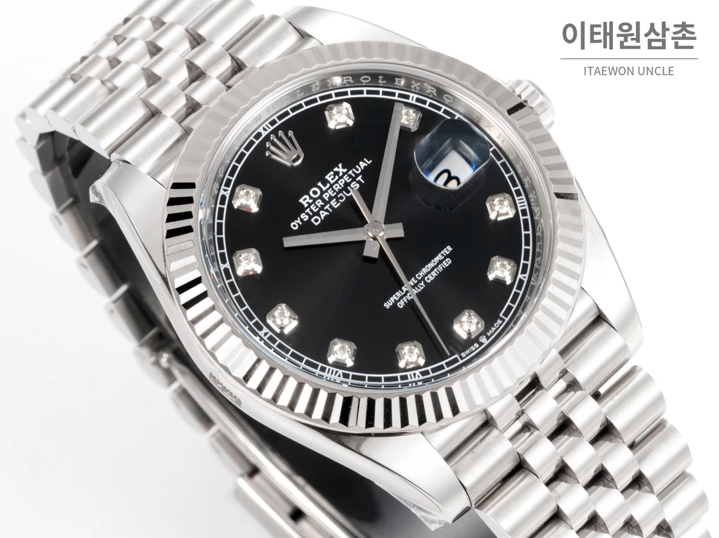 롤렉스 데이트저스트 41 블랙 다이얼 다이아 스타일 쥬빌리 브레이슬릿 시계 41mm
