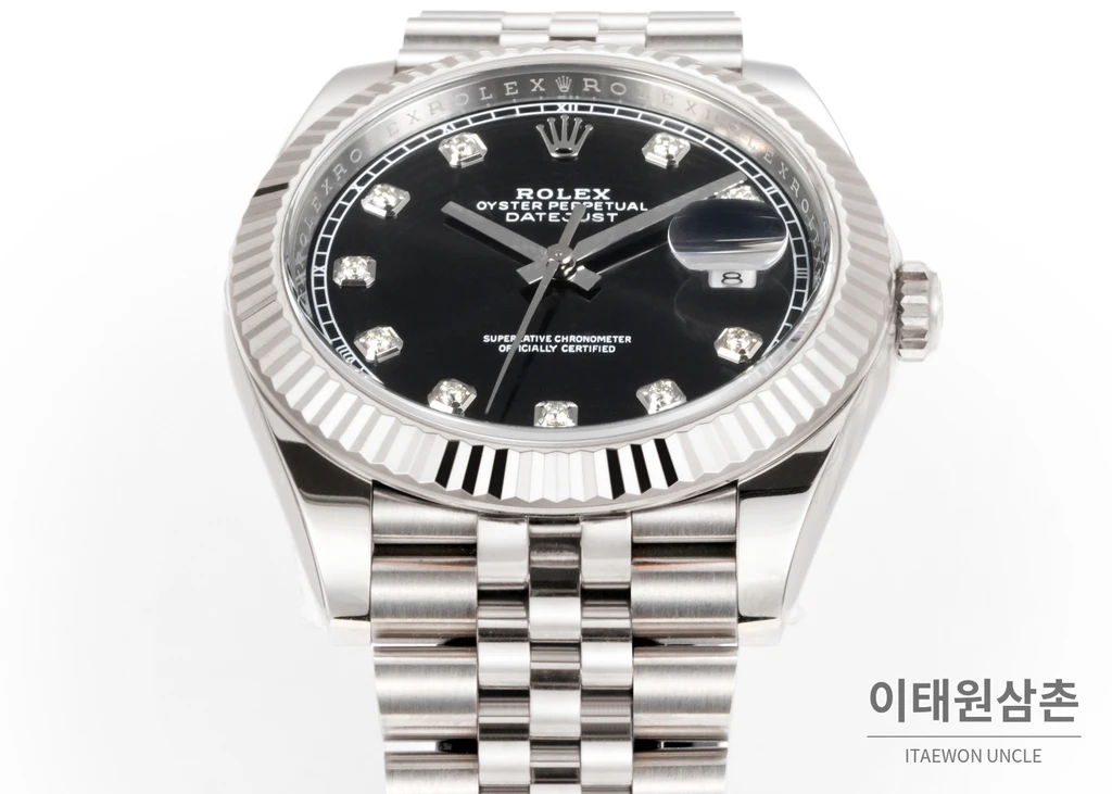 롤렉스 데이트저스트 41 블랙 다이얼 다이아 스타일 쥬빌리 브레이슬릿 시계 41mm