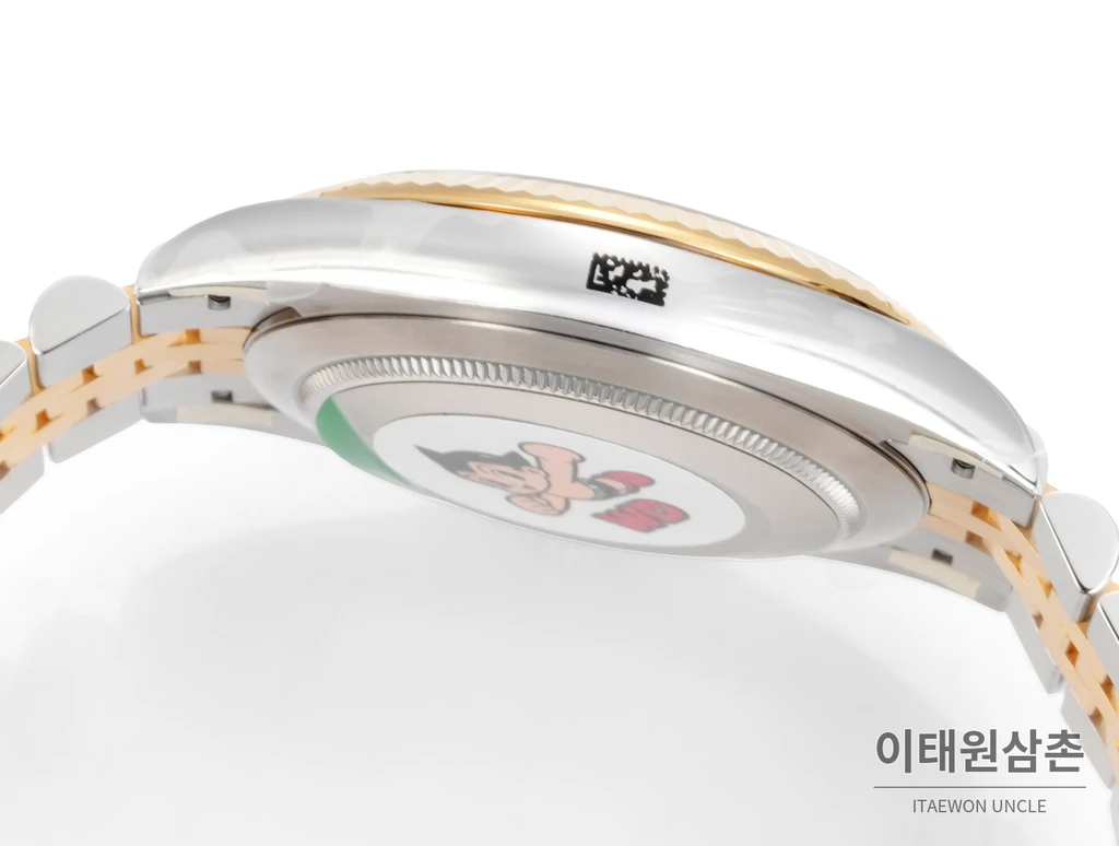 롤렉스 데이트저스트 41 블랙다이얼 다이아스타일 인덱스 옐로우골드컬러 콤비 쥬빌리 자동 시계 41mm