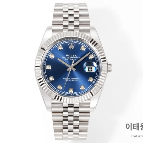 롤렉스 데이트저스트 41 블루 다이얼 다이아 스타일 쥬빌리 브레이슬릿 시계 41mm 롤렉스 데이트저스트 41 블루 다이얼 다이아 스타일 쥬빌리 브레이슬릿 시계 41mm