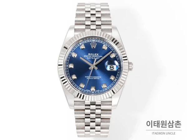 롤렉스 데이트저스트 41 블루 다이얼 다이아 스타일 쥬빌리 브레이슬릿 시계 41mm 롤렉스 데이트저스트 41 블루 다이얼 다이아 스타일 쥬빌리 브레이슬릿 시계 41mm