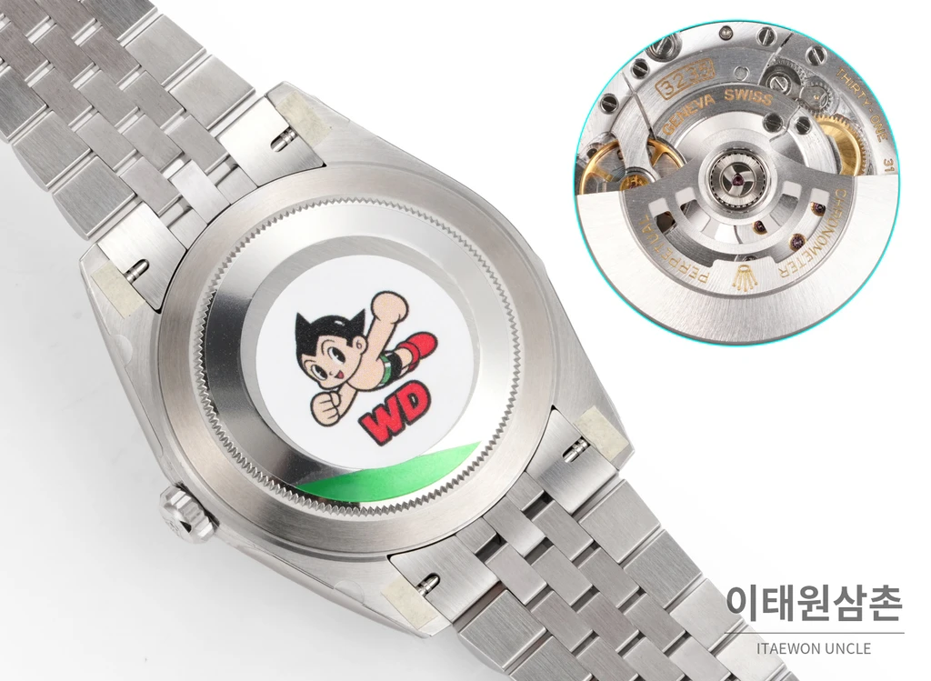 롤렉스 데이트저스트 41 블루 다이얼 실버 베젤 쥬빌리 브레이슬릿 시계 41mm
