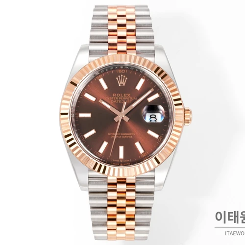 롤렉스 데이트저스트 41 초콜릿다이얼 바인덱스 로즈골드컬러 콤비 쥬빌리 자동 시계 41mm 롤렉스 데이트저스트 41 초콜릿다이얼 바인덱스 로즈골드컬러 콤비 쥬빌리 자동 시계 41mm