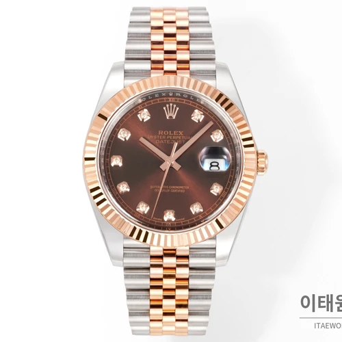 롤렉스 데이트저스트 41 초콜릿다이얼 다이아스타일 인덱스 로즈골드컬러 콤비 쥬빌리 자동 시계 41mm 롤렉스 데이트저스트 41 초콜릿다이얼 다이아스타일 인덱스 로즈골드컬러 콤비 쥬빌리 자동 시계 41mm