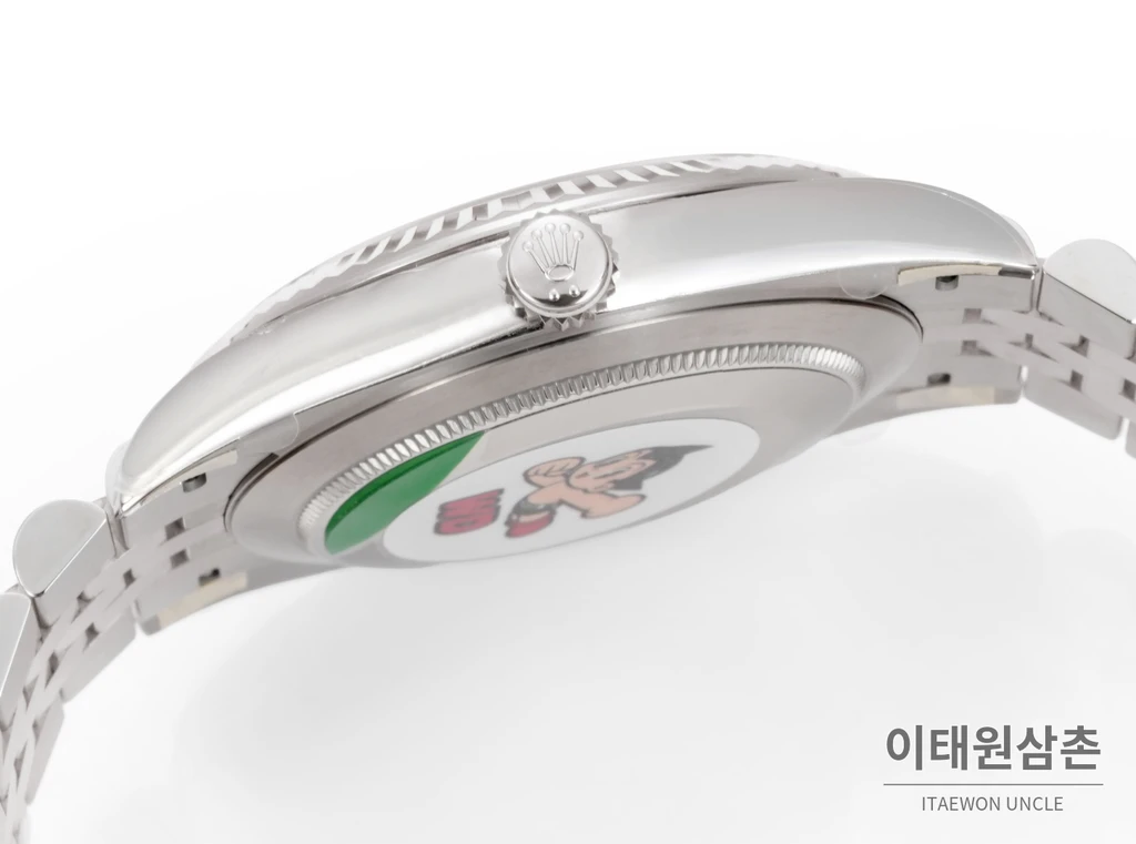 롤렉스 데이트저스트 41 그린다이얼 실버컬러 플루티드베젤 쥬빌리 자동 시계 41mm