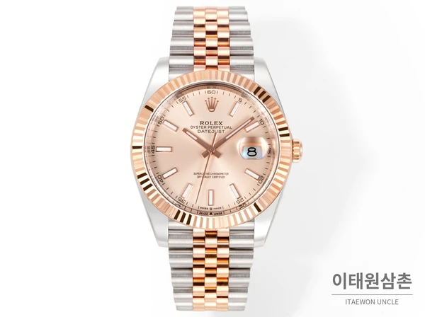 롤렉스 데이트저스트 41 로즈 다이얼 로즈 골드 컬러 콤비 쥬빌리 브레이슬릿 시계 41mm