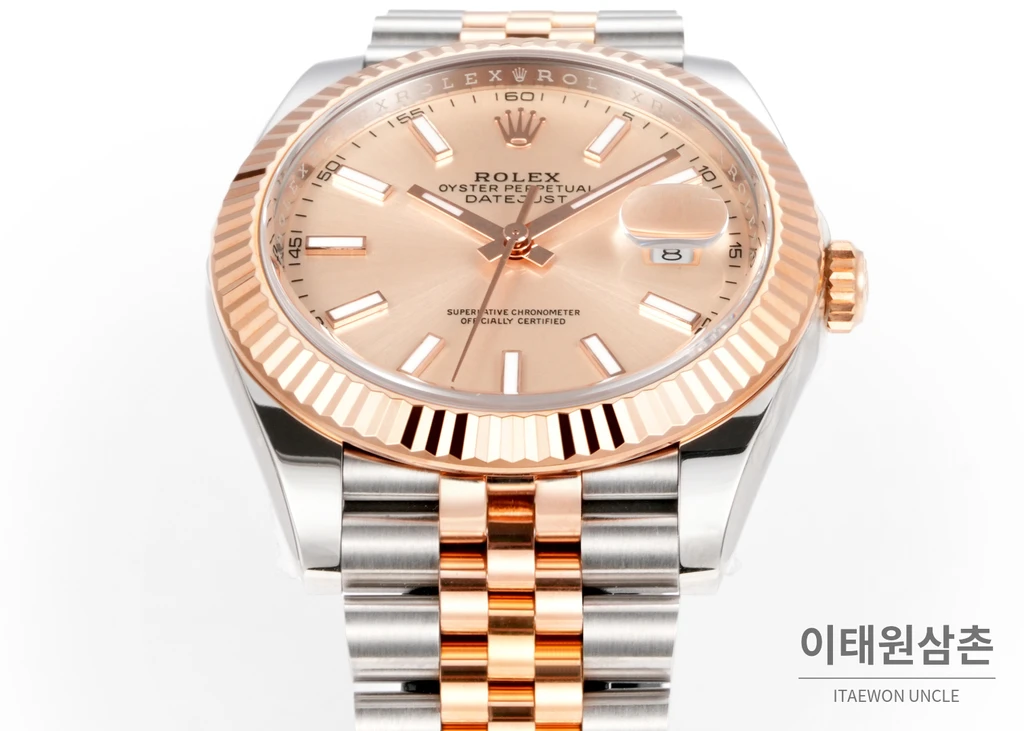 롤렉스 데이트저스트 41 로즈 다이얼 로즈 골드 컬러 콤비 쥬빌리 브레이슬릿 시계 41mm