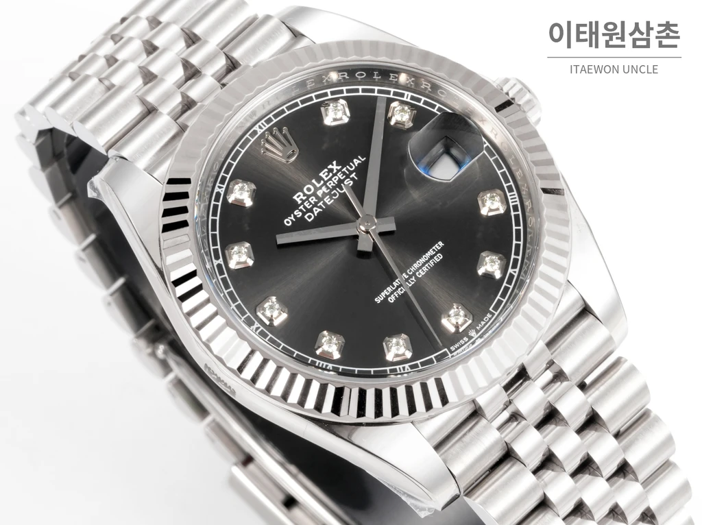 롤렉스 데이트저스트 41 슬레이트 다이얼 다이아 스타일 쥬빌리 브레이슬릿 시계 41mm