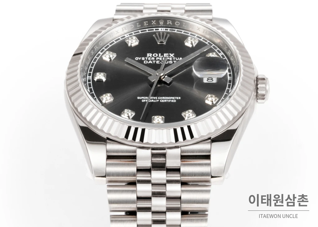 롤렉스 데이트저스트 41 슬레이트 다이얼 다이아 스타일 쥬빌리 브레이슬릿 시계 41mm