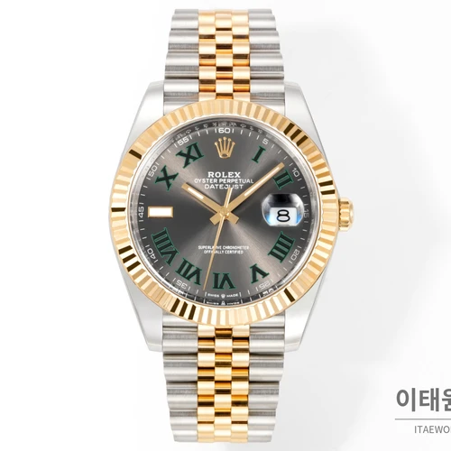 롤렉스 데이트저스트 41 슬레이트 다이얼 그린 로마 인덱스 골드 컬러 콤비 시계 41mm 롤렉스 데이트저스트 41 슬레이트 다이얼 그린 로마 인덱스 골드 컬러 콤비 시계 41mm