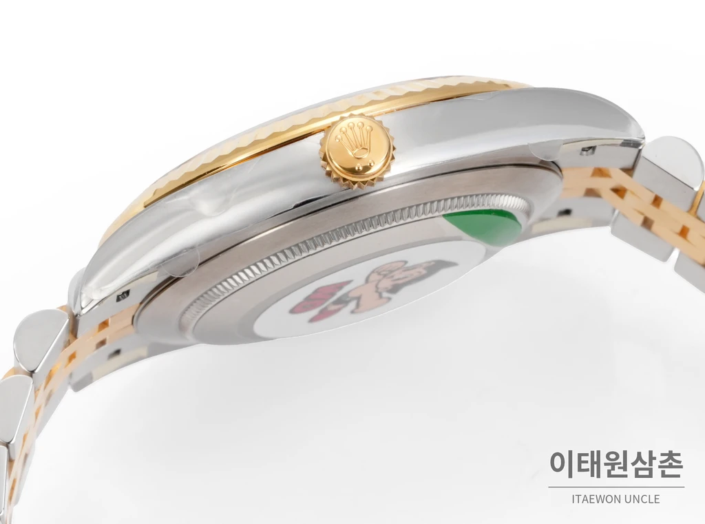 롤렉스 데이트저스트 41 슬레이트 다이얼 그린 로마 인덱스 골드 컬러 콤비 시계 41mm