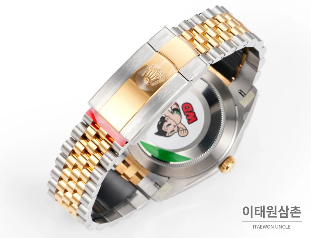 롤렉스 데이트저스트 41 슬레이트 다이얼 그린 로마 인덱스 골드 컬러 콤비 시계 41mm
