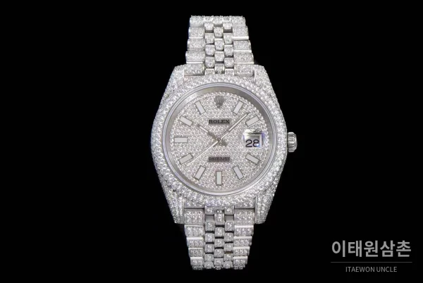 롤렉스 데이트저스트 904L스틸 풀다이아 아이스아웃 오토매틱 41mm (2) 롤렉스 데이트저스트 904L스틸 풀다이아 아이스아웃 오토매틱 41mm 실버 다이얼 스틸 브레이슬릿