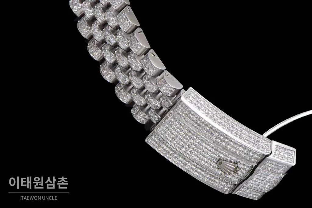롤렉스 데이트저스트 904L스틸 풀다이아 아이스아웃 오토매틱 41mm 실버 다이얼 스틸 브레이슬릿
