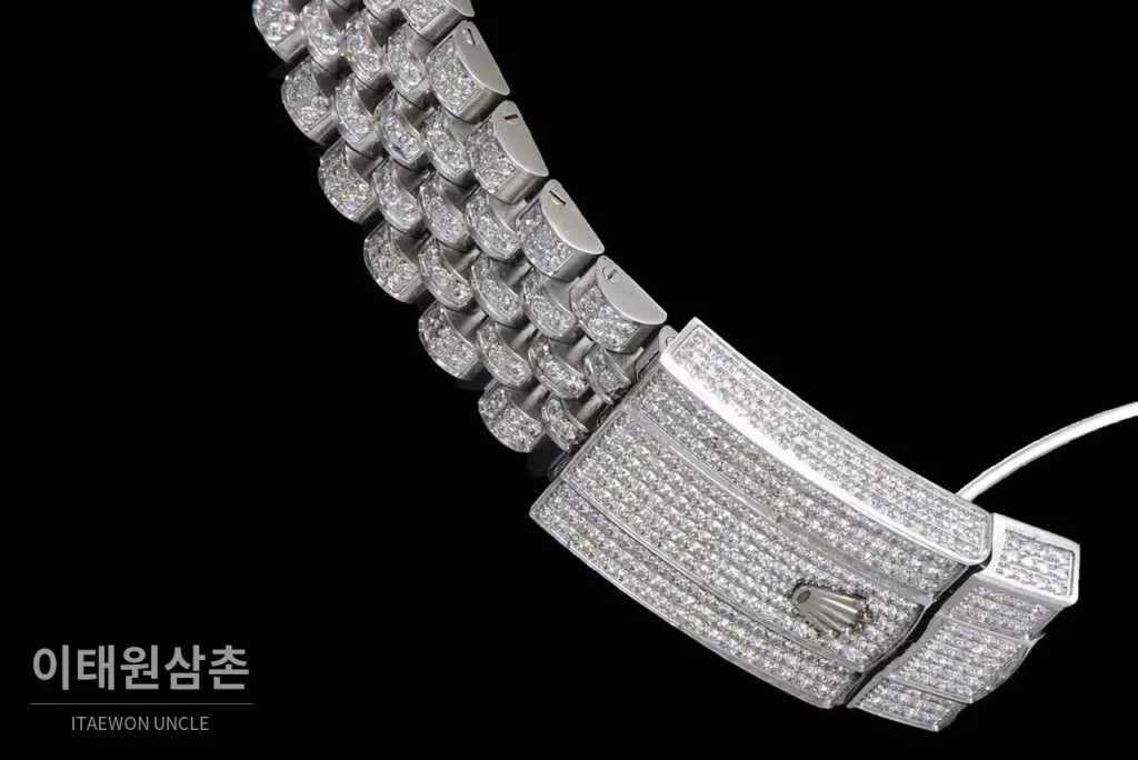 롤렉스 데이트저스트 904L스틸 풀다이아 아이스아웃 오토매틱 41mm 화이트 다이얼 스틸 브레이슬릿