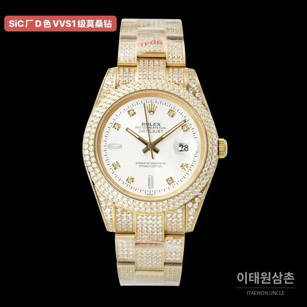 롤렉스 데이트저스트 오토매틱 화이트 다이얼 골드 브레이슬릿 골드 베젤 (3)