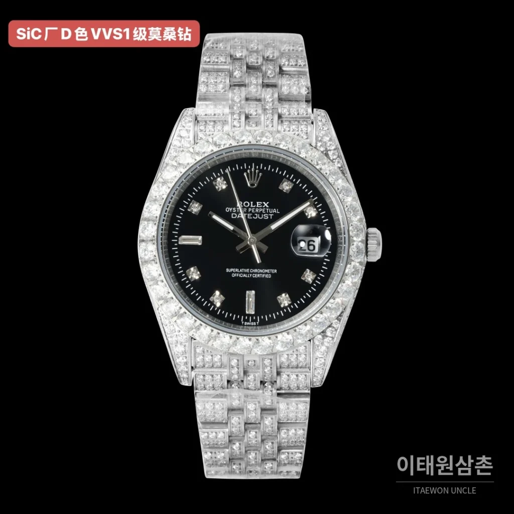 롤렉스 데이트저스트 오토매틱 블랙 다이얼 스틸 브레이슬릿