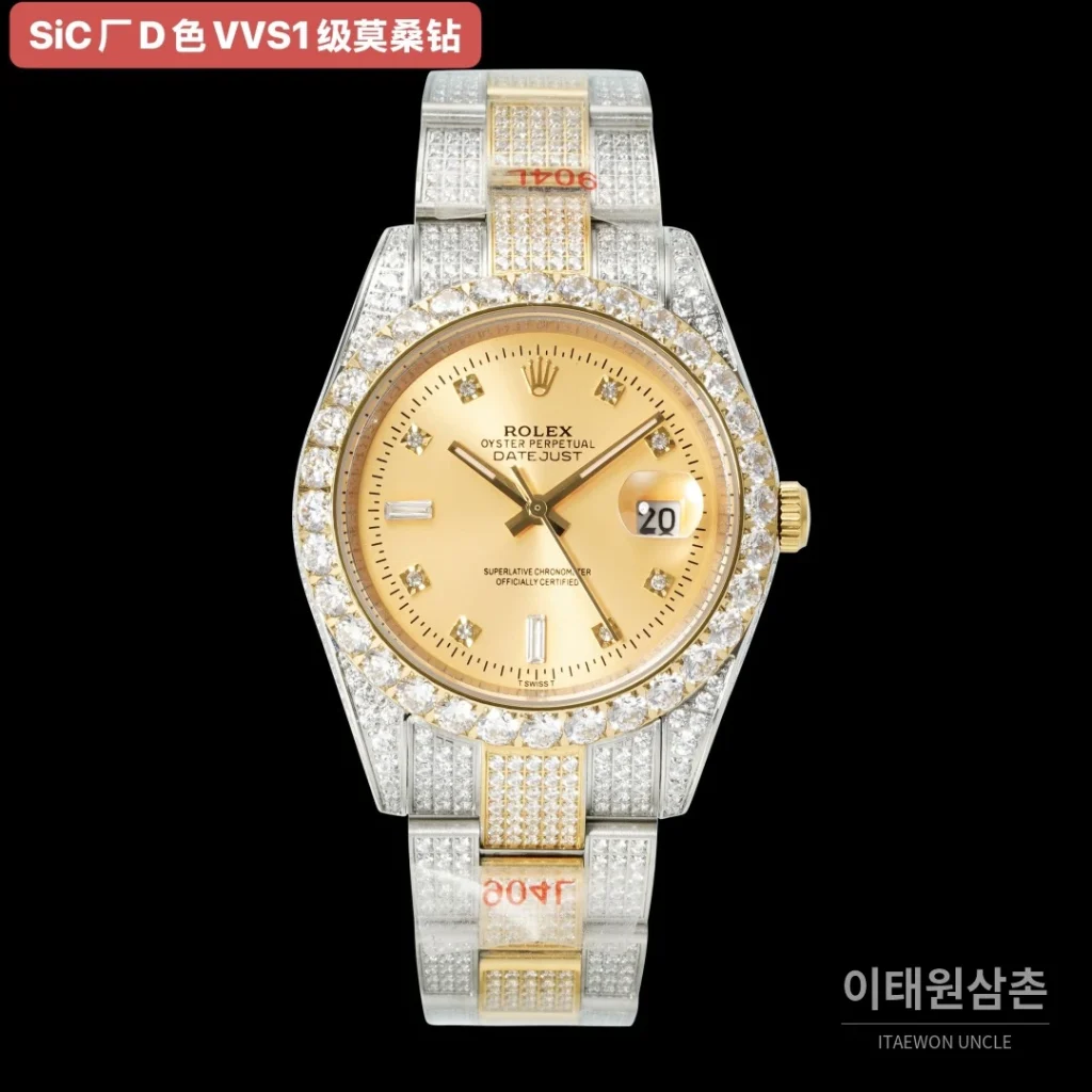 롤렉스 데이트저스트 오토매틱 샴페인 다이얼 투톤 브레이슬릿 실버 베젤 (2)