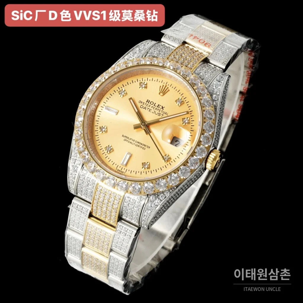 롤렉스 데이트저스트 오토매틱 샴페인 다이얼 투톤 브레이슬릿 실버 베젤 (2)