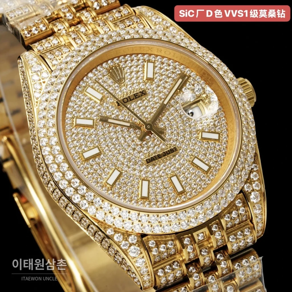 롤렉스 데이트저스트 오토매틱 화이트 다이얼 골드 브레이슬릿 골드 베젤
